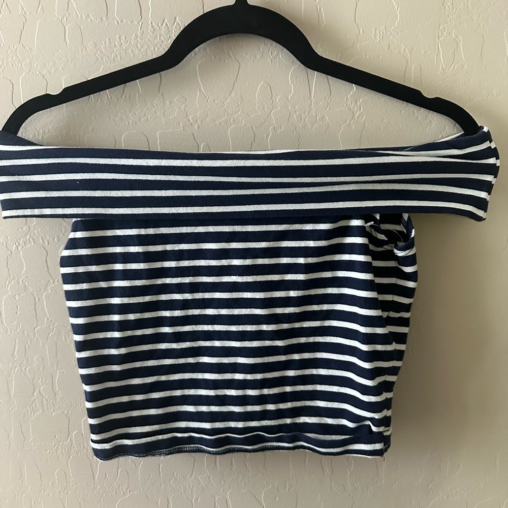 Wild Fable Black and White Fitted Crop Top